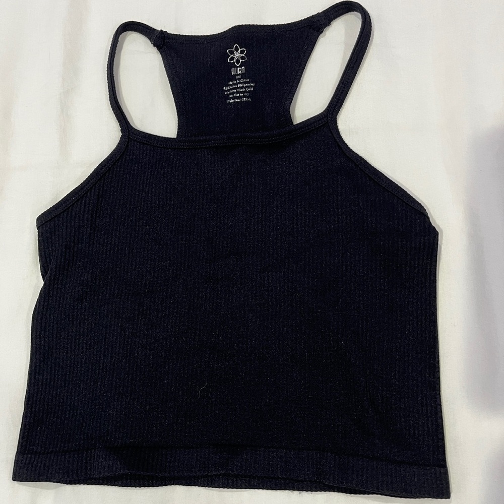 Aura Black Ribbed Tank Top